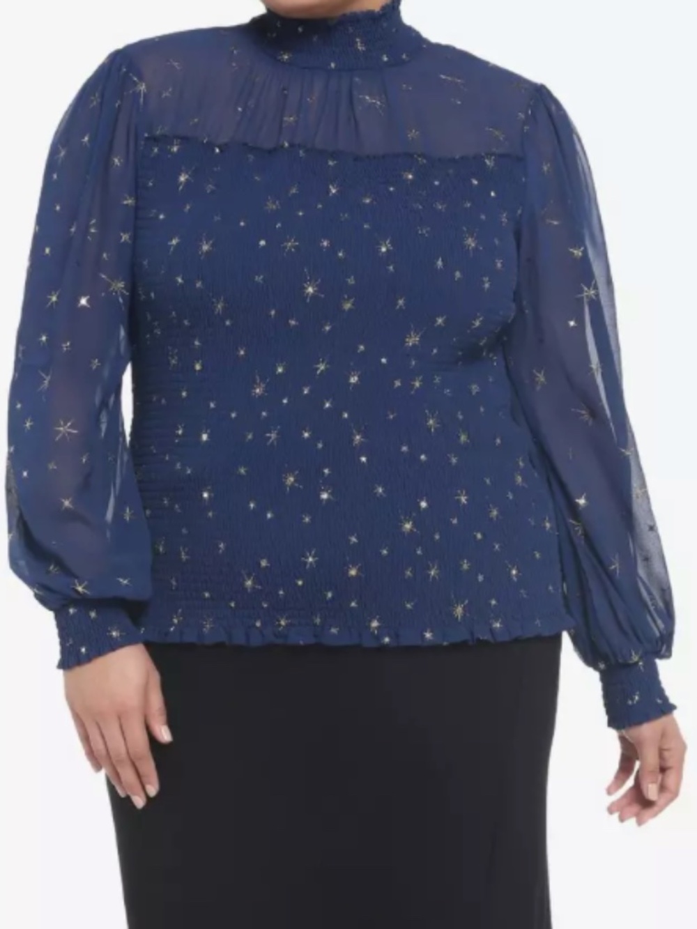 Her Universe Blue & Gold Star Mockneck Top Plus Size